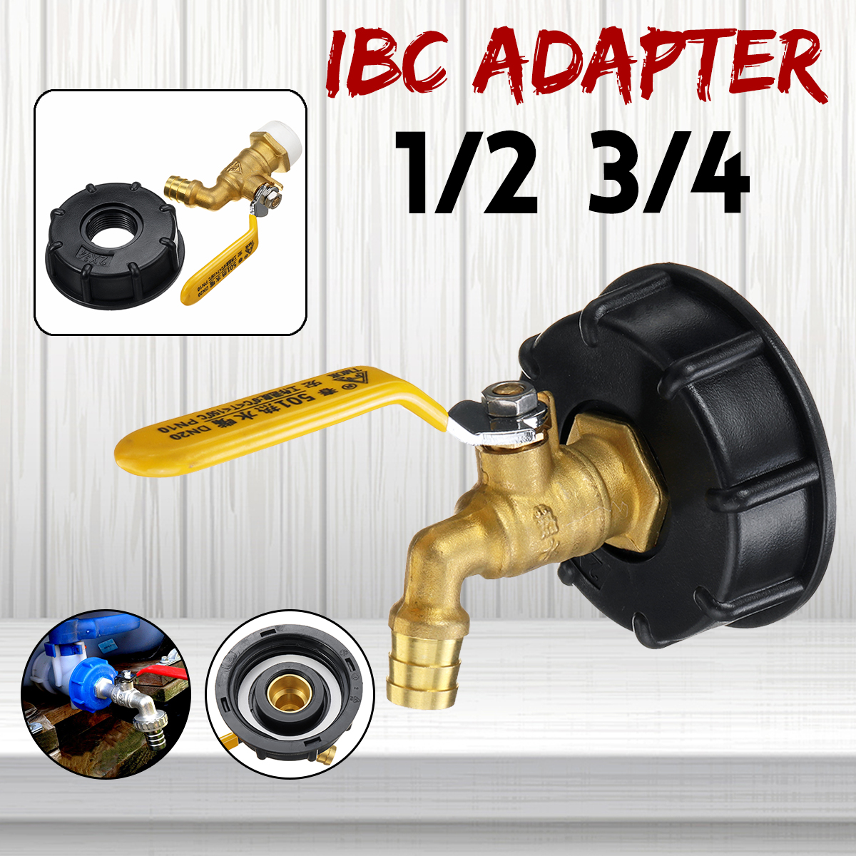 Brass-IBC-Tank-Tap-Adapter-Faucet-Valve-Fit-12quot-34quot-Garden-Water-Hose-Tool-1661694