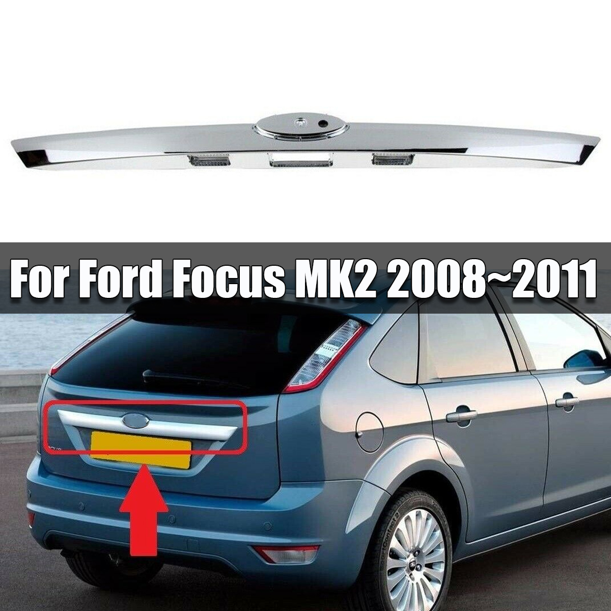 Chrome-Rear-Tailgate-Boot-Strip-Handle-For-Ford-Focus-MK2-Hatchback-20082011-1749792