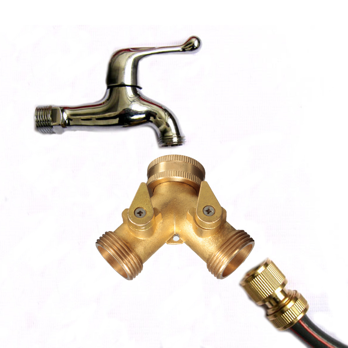 EU-Standard-34-quot-Brass-Garden-Irrigation-2-Way-Y-Shape-Adapter-Splitter-Hose-Faucet-Manifold-Pipe-994423