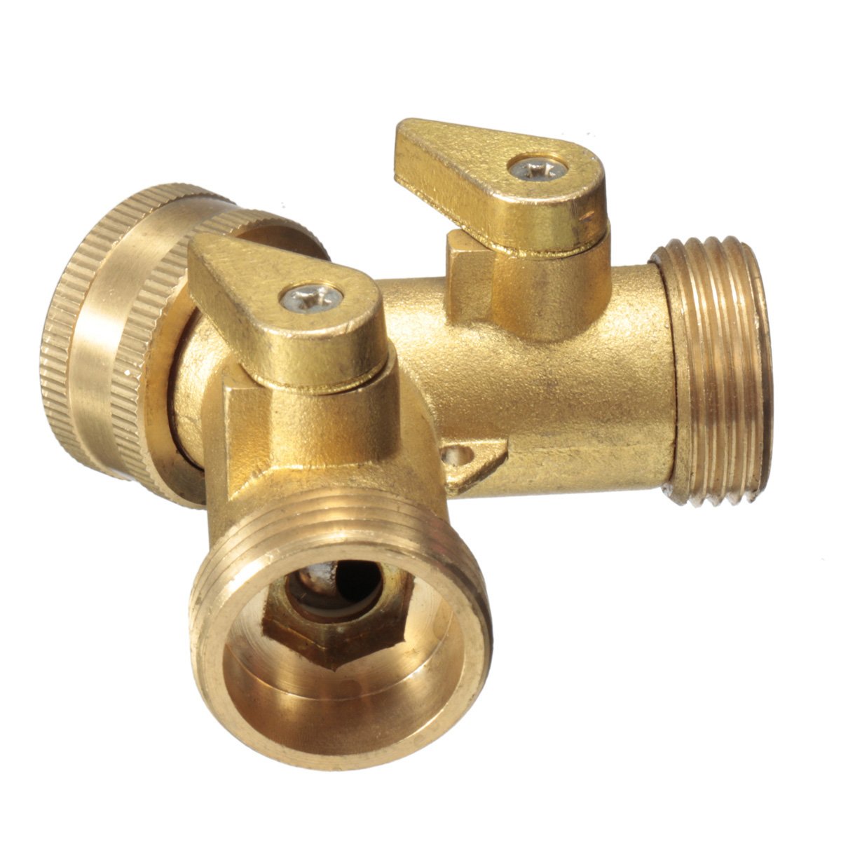 EU-Standard-34-quot-Brass-Garden-Irrigation-2-Way-Y-Shape-Adapter-Splitter-Hose-Faucet-Manifold-Pipe-994423