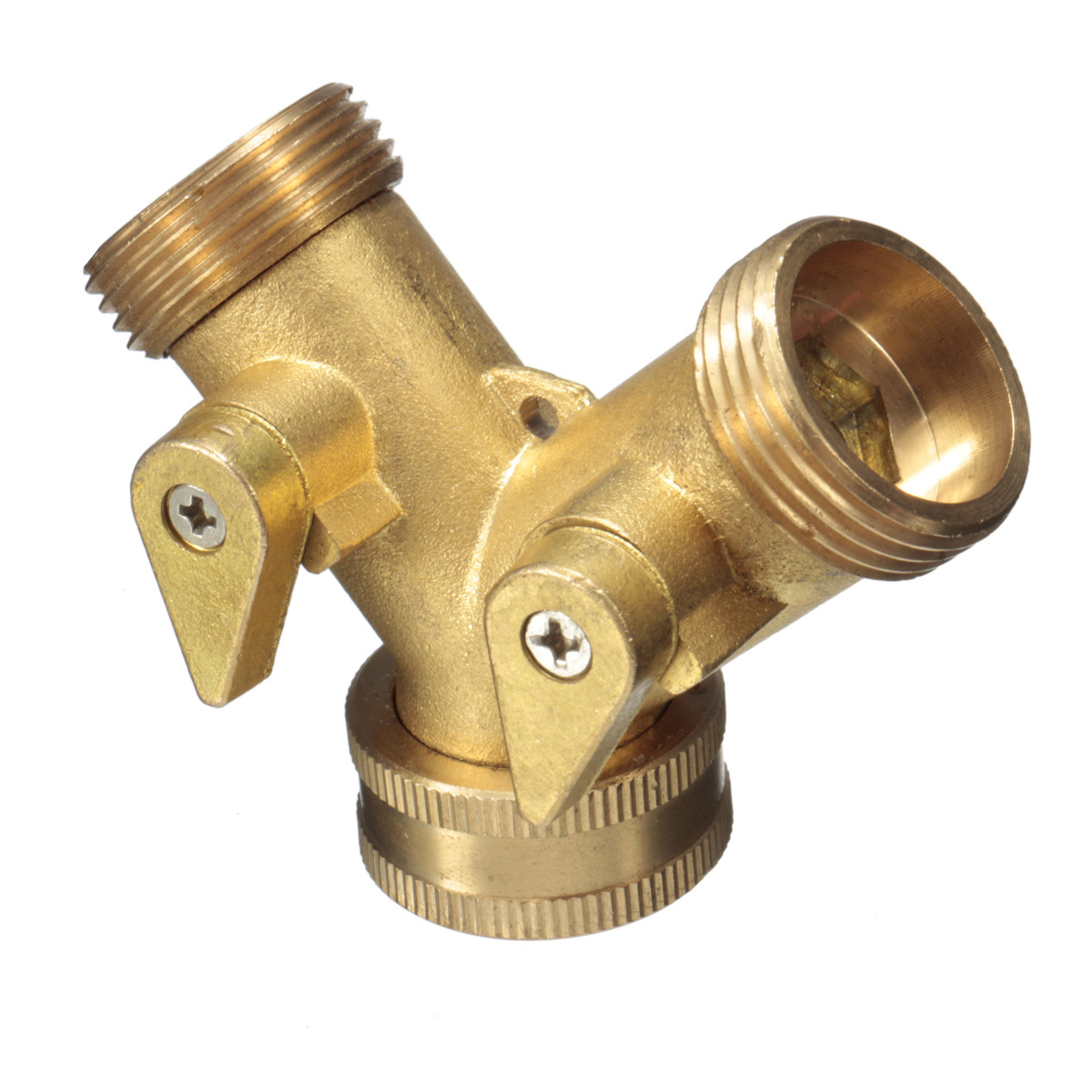 EU-Standard-34-quot-Brass-Garden-Irrigation-2-Way-Y-Shape-Adapter-Splitter-Hose-Faucet-Manifold-Pipe-994423