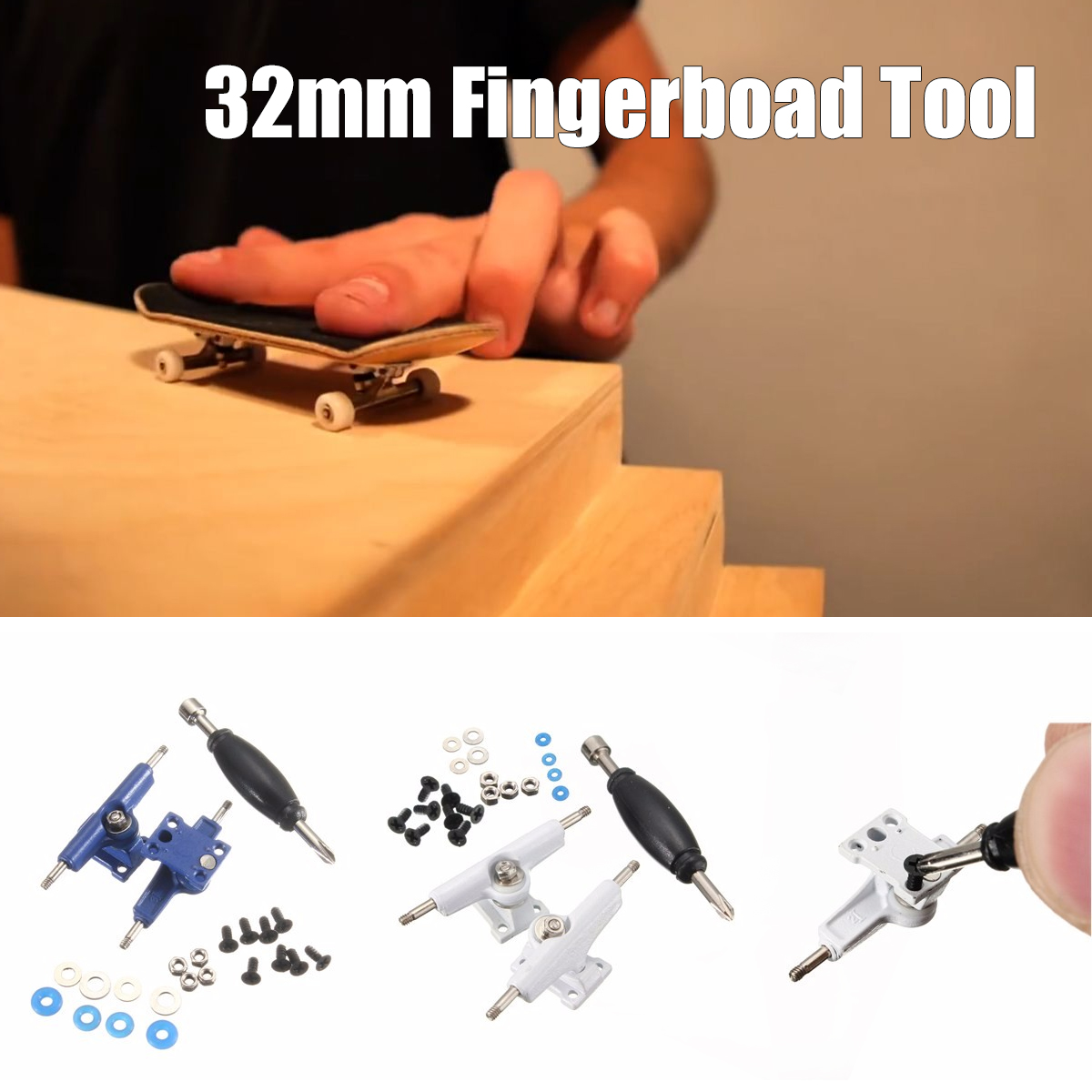 Fingerboard-Truck-Skateboard-Trucks-DIY-32MM-Tool-Kit-Screws-Wheel-Nuts-Gift-1619483