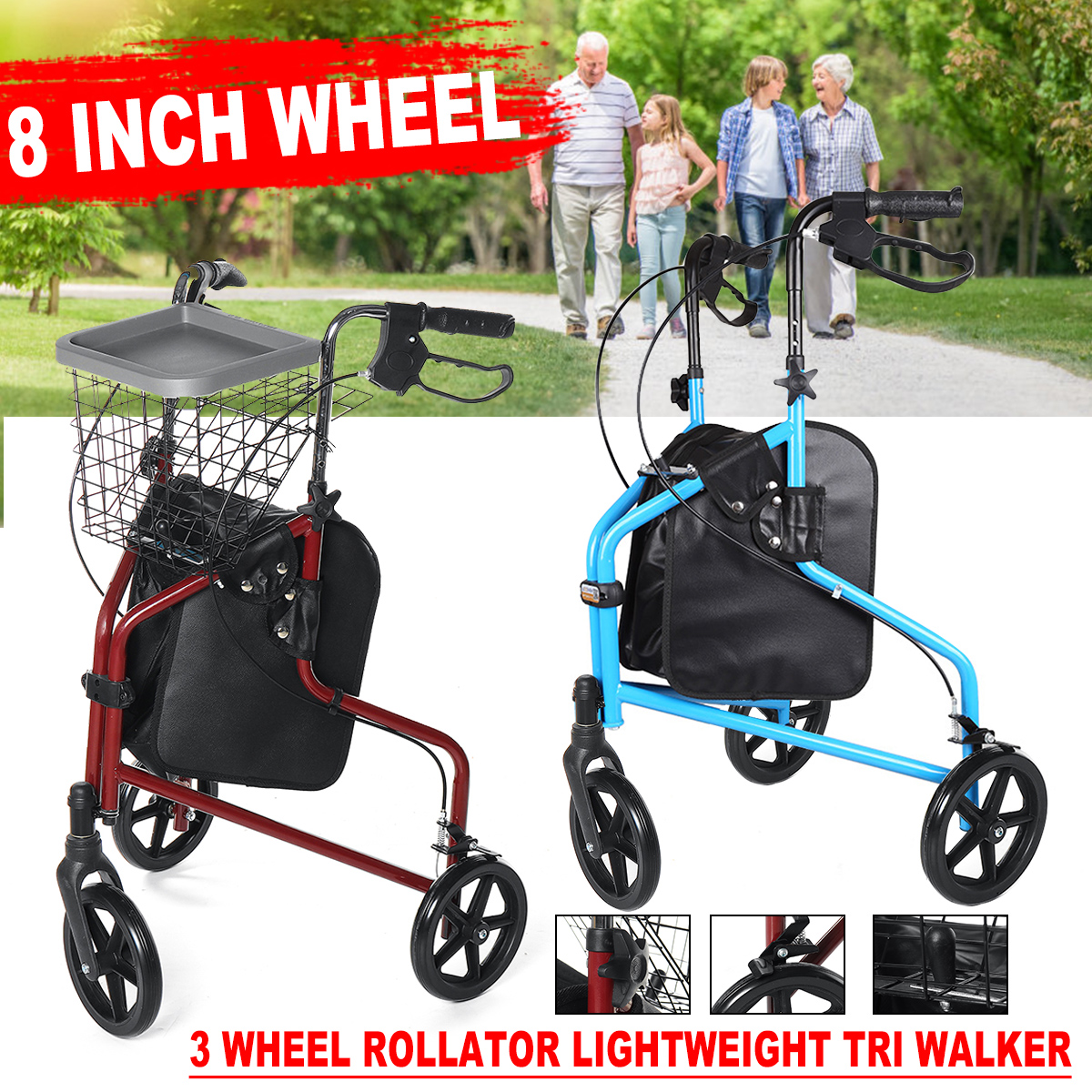 Foldable-Wheel-Rollator-Walking-Frame-Basket-Compact-Mobility-Walker-Seniors-Aid-1743871