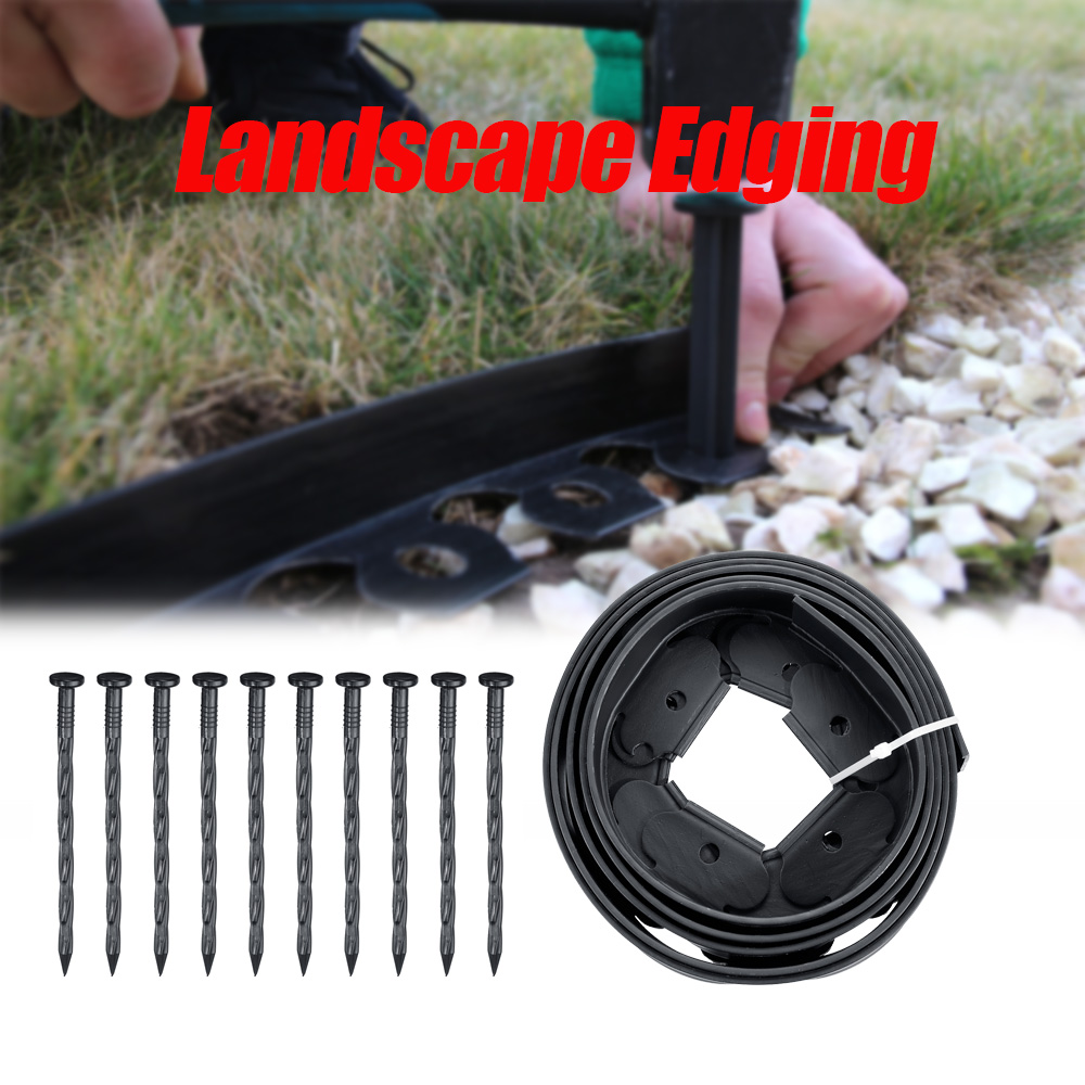 Garden-Flexible-Lawn-Grass-Plastic-Edging-Border-3meters10-Extra-Strong-Pins-Decorations-1528150
