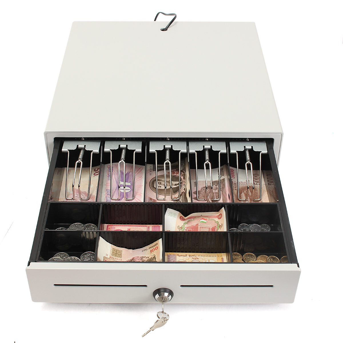 Heavy-Duty-Electronic-Cash-Drawer-Lock-Cash-Tidy-Register-POS-5-Bills-8-Coins-Tray-1290235