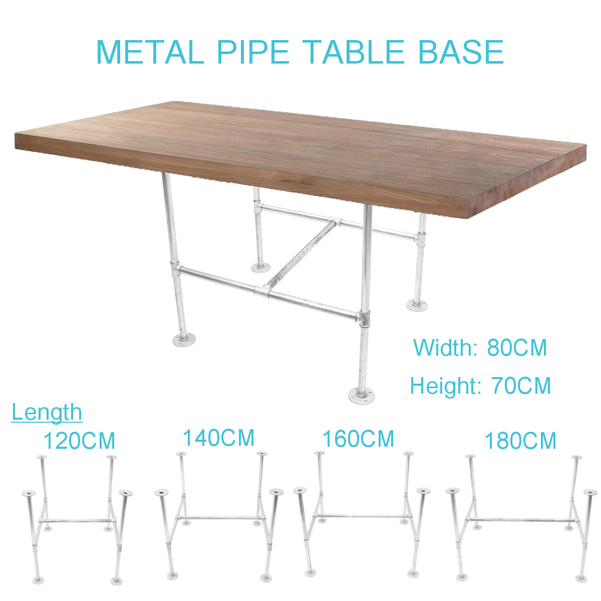 Industrial-Iron-Pipe-Silver-Table-Leg-Base-Bracket-Board-Holder-Steampunk-Garden-Kitchen-Bar-1262246