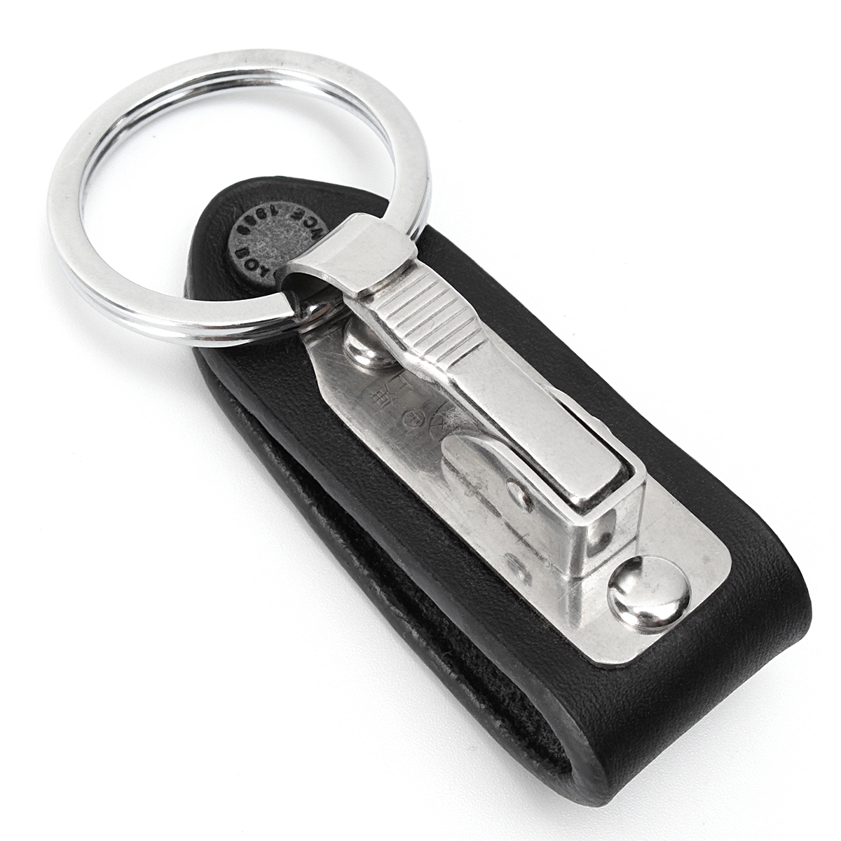 Leather-Quick-Detachable-Belt-Keychain-Stainless-Steel-Chain-Clip-Car-Key-Ring-Holder-Gift-Black-1289038