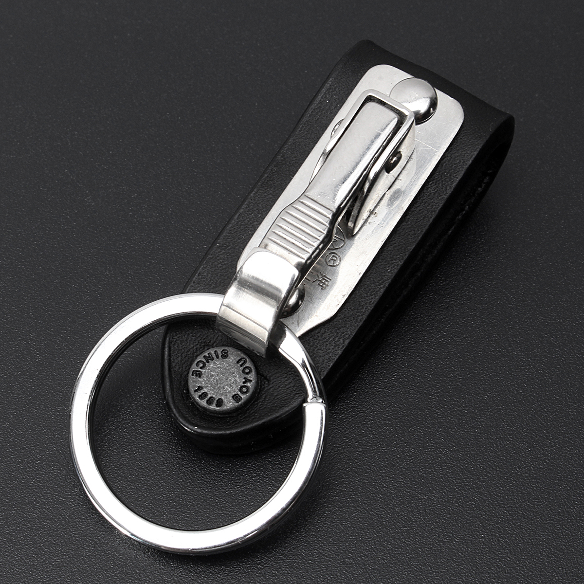 Leather-Quick-Detachable-Belt-Keychain-Stainless-Steel-Chain-Clip-Car-Key-Ring-Holder-Gift-Black-1289038