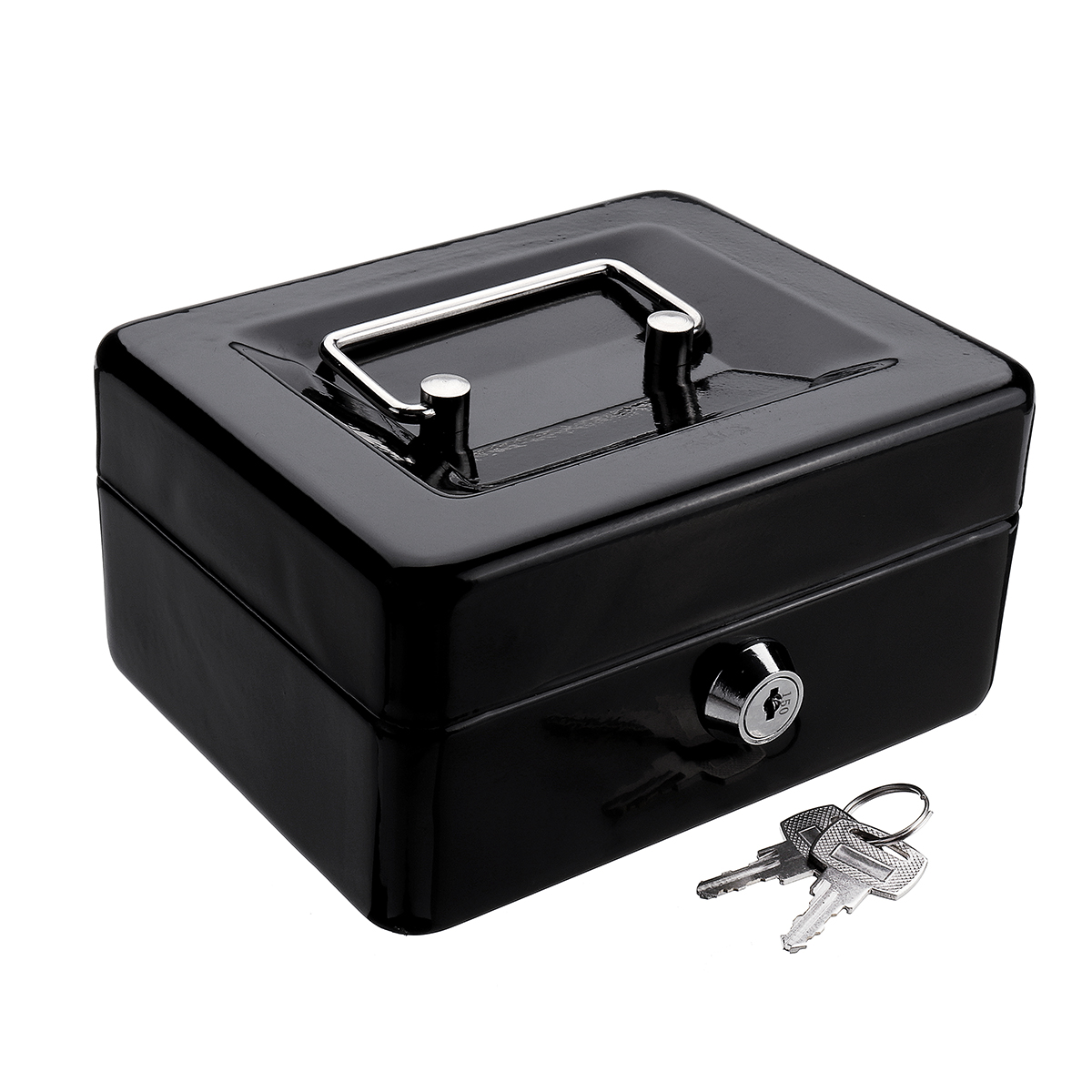 Mini-Portable-Money-Safe-Storage-Case-Black-Sturdy-Metal-With-Coin-Tray-Cash-Carry-Box-1346714