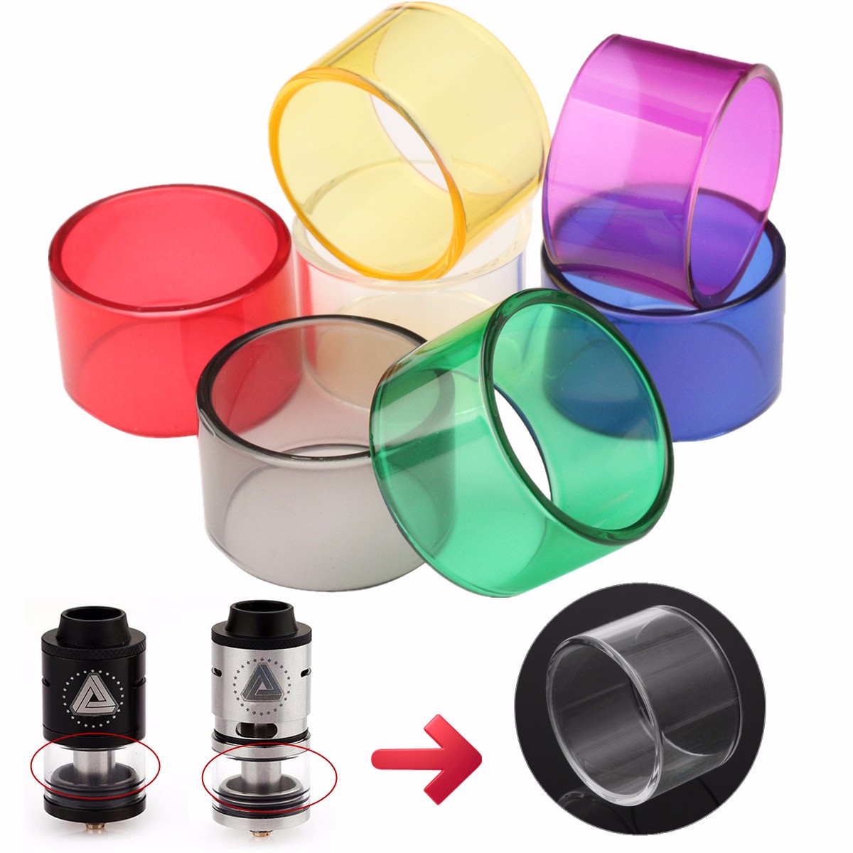 Replacement-Transparent-Pyrex-Glass-Tube-Cap-Tank-24mm-for-Limitless-RDTA-7-Colors-1190027