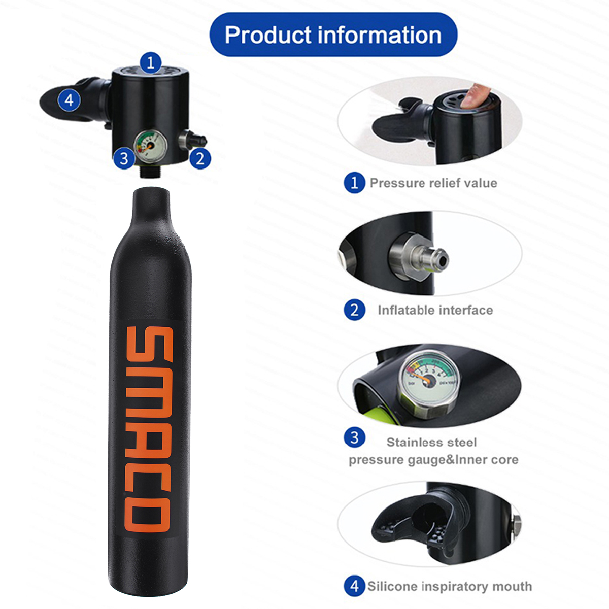 SMACO-4-IN-1-Mini-Scuba-Diving-Cylinder-Oxygen-Air-Tank-Diving-Equipment-w-Hand-Pump-Valve-1534936