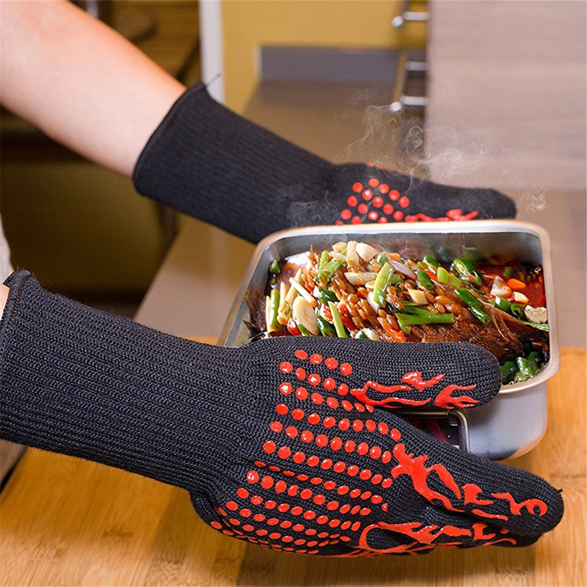 Silicone-Extreme-Heat-insulated-Cooking-Glove-Oven-Hot-BBQ-Grilling-Heating-Proof-Mitt-1375772