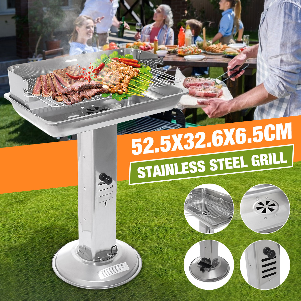 Stainless-Steel-Charcoal-BBQ-Grill-Barbecue-Cooking-Tool-Outdoor-Camping-Picnic-1753368