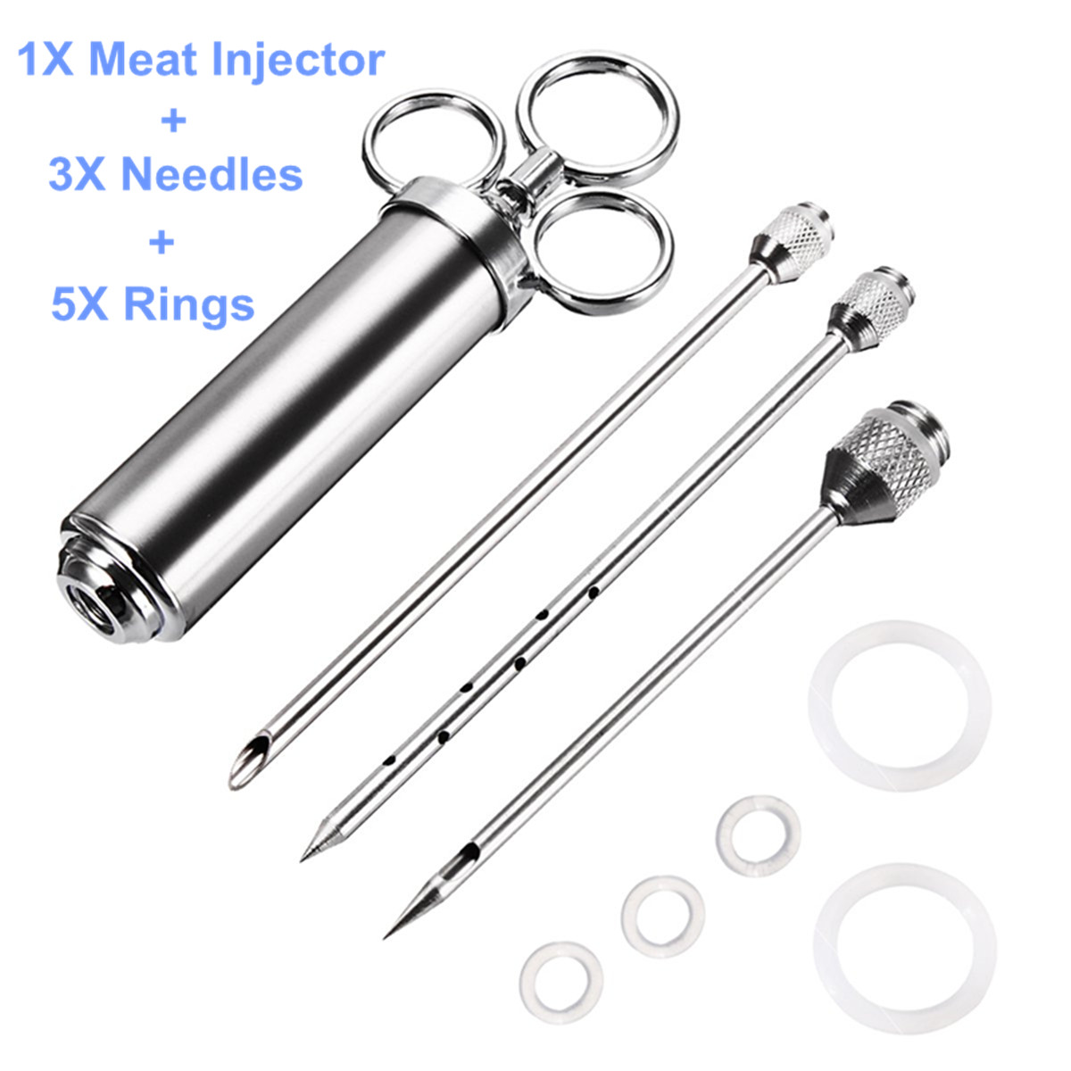 Stainless-Steel-Marinade-Meat-Flavor-Injector-3-Needle-Seasoning-Turkey-Food-2oz-1339267