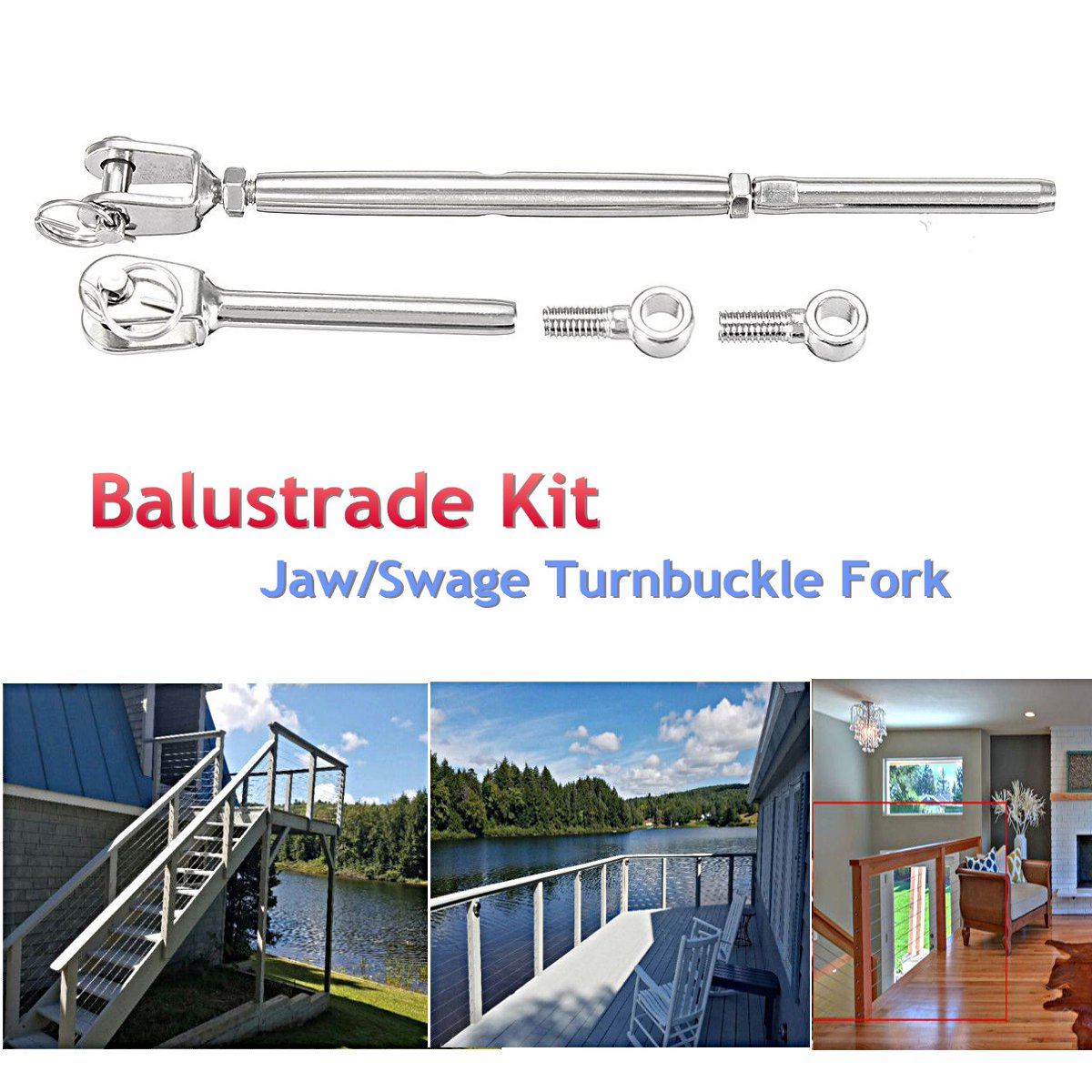Steel-Wire-Rope-Balustrade-Kit-Jaw-Swage-Fork-Eye-Bolt-Terminal-Turnbuckle-Saddle-1320394