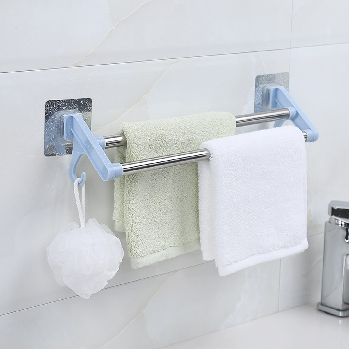 Suction-Cup-Bathroom-Kitchen-Double-Towel-Holder-Rack-Rail-Shelf-Rack-Hanger-Bar-1312699
