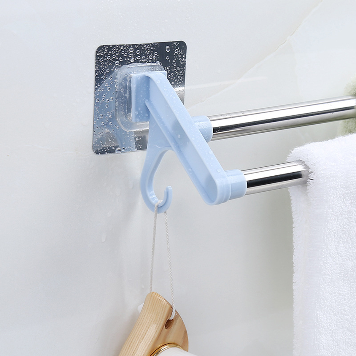 Suction-Cup-Bathroom-Kitchen-Double-Towel-Holder-Rack-Rail-Shelf-Rack-Hanger-Bar-1312699