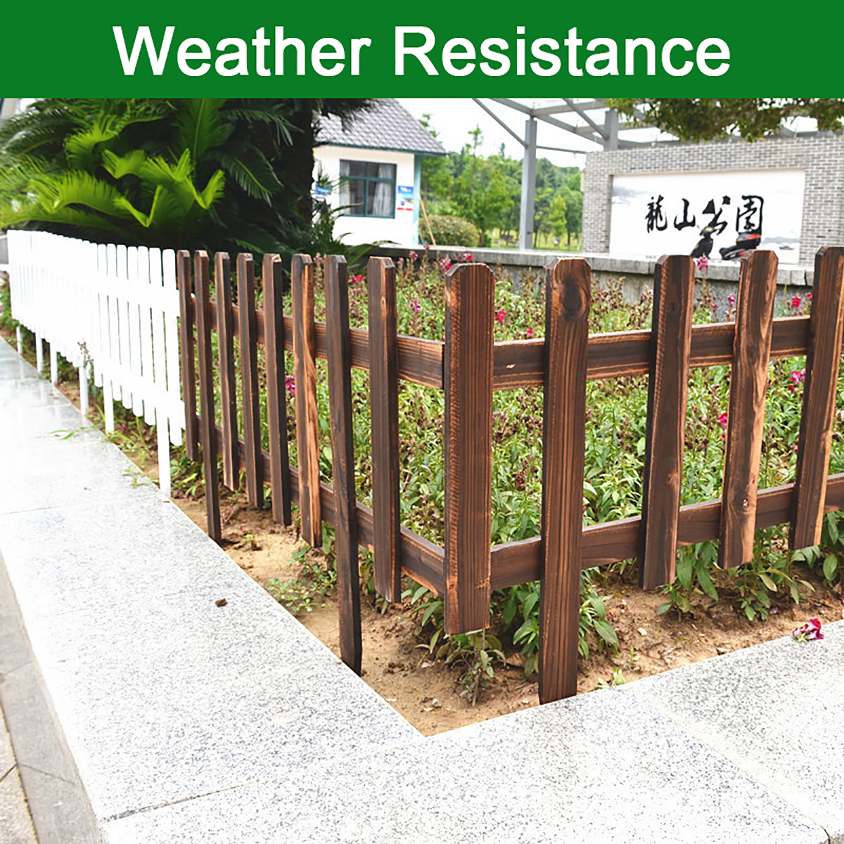 Wooden-Picket-Fence-Garden-Lawn-Edging-Yard-Outdoor-Weatherproof-Impregnation-1694203