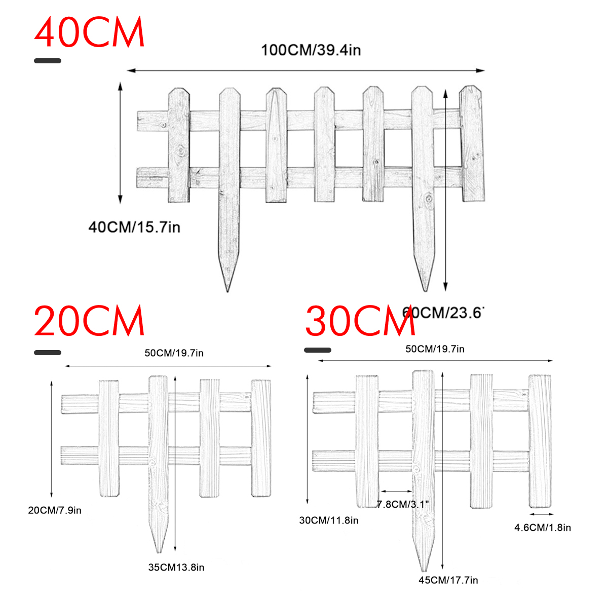 Wooden-Picket-Fence-Garden-Lawn-Edging-Yard-Outdoor-Weatherproof-Impregnation-1694203