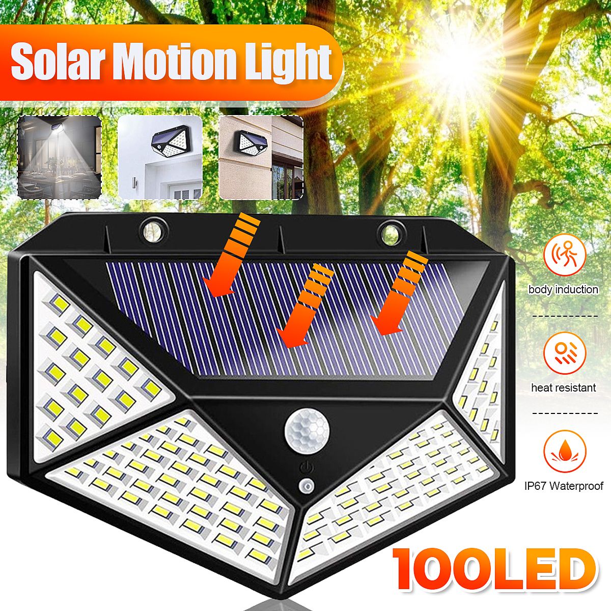234PCS-100LED-Solar-Light-Wireless-Motion-Sensor-Waterproof-Security-Outdoor-Garden-Wall-Lamp-1728316