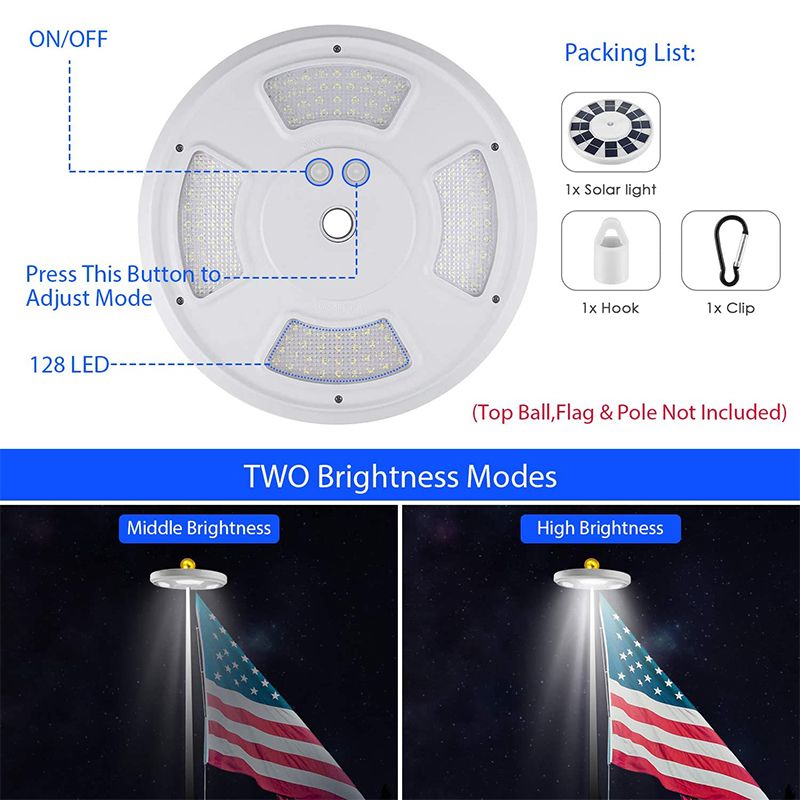 237x5x24cm-36W-128LED-Solar-Flagpole-Light-Super-Bright-Flagpole-Lamp-1716202