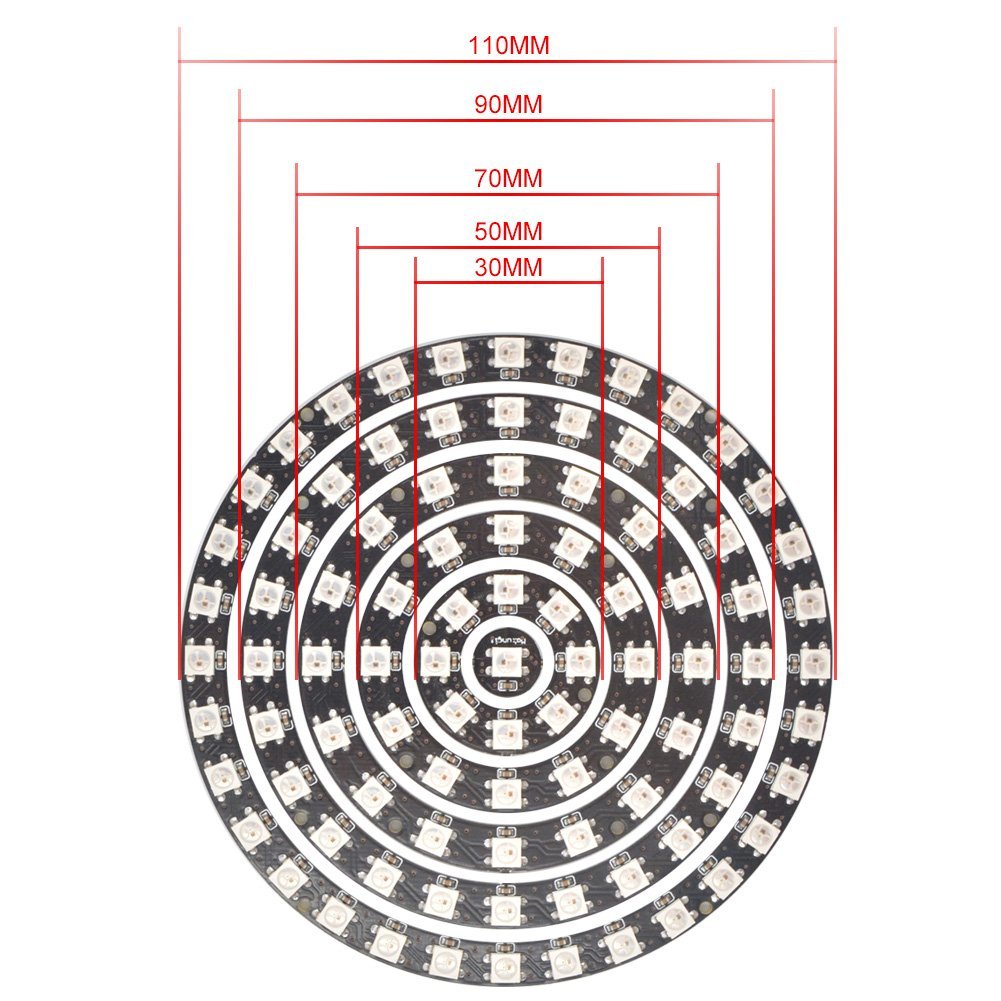 LUSTREON-WS2812B-5050-SMD-RGB-RGBW-RGBWW-93LEDs-Ring-Light-Chip-Board-DC5V-1239427