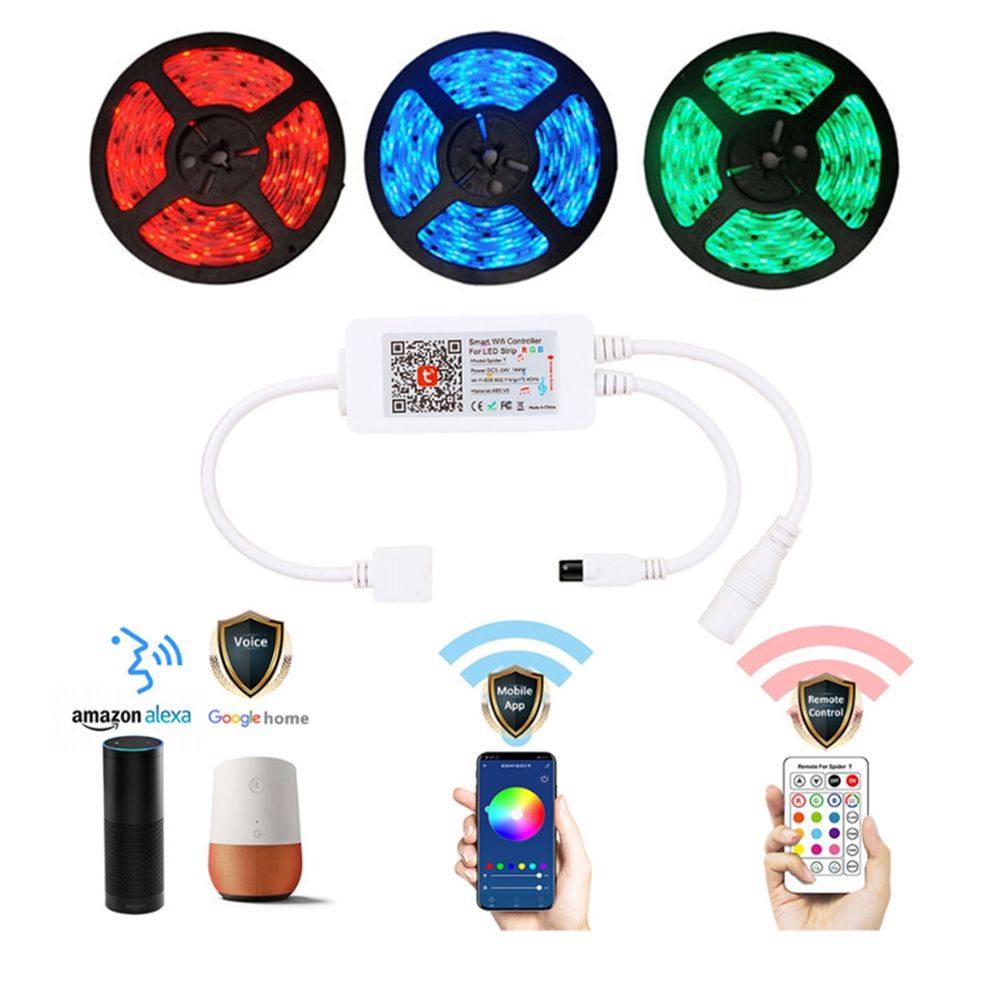 LUSTREON-WiFi-4Pins-24-Keys-Remote-Control-RGB-LED-Controller-Works-with-Amazon-Alexa-DC5-24V-1240311