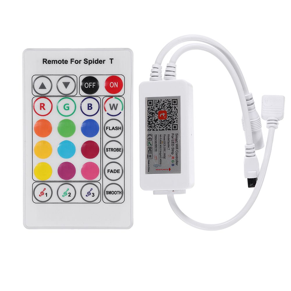 LUSTREON-WiFi-4Pins-24-Keys-Remote-Control-RGB-LED-Controller-Works-with-Amazon-Alexa-DC5-24V-1240311