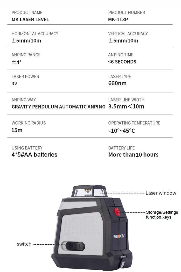 MAKA-MK-193P-360degAutomatic-GreenRed-Cross-Wire-Laser-Level-High-precision-Laser-Marking-Infrared-L-1715526