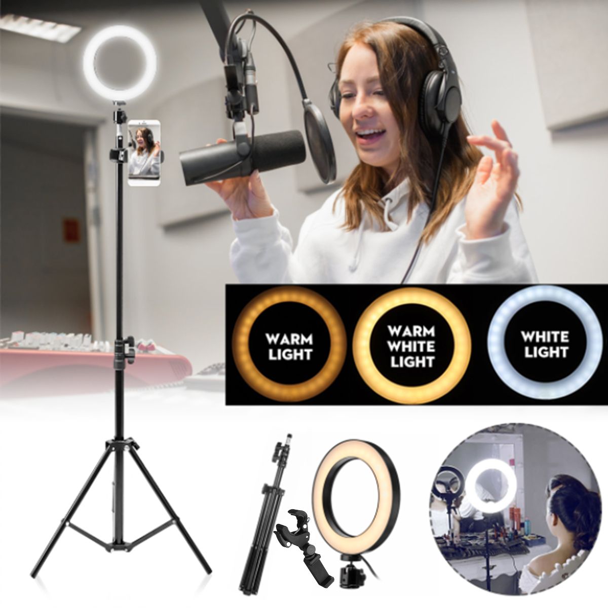 16cm-2700K-5500K-Dimmable-USB-LED-Ring-Light-Universal-Phone-Holder-Adjustable-Tripod-Stand-for-Make-1665068