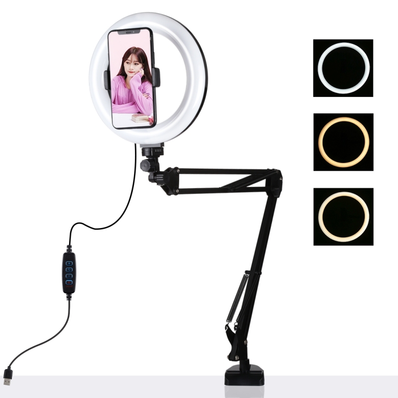 PULUZ-79-Inch-20cm-Ring-Light-Desktop-Swivel-Arm-USB-3-Modes-Dimmable-Dual-Color-Temperature-LED-Vlo-1749532