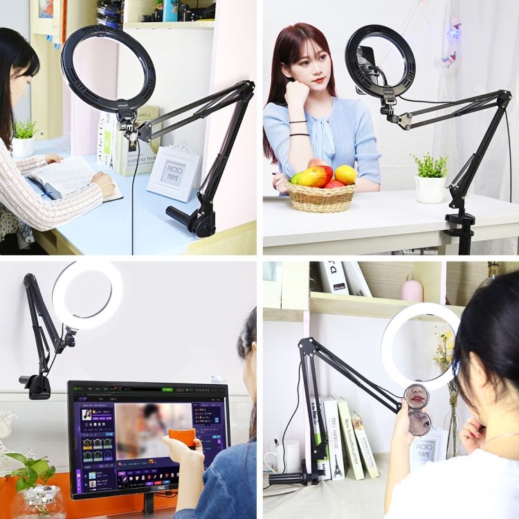 PULUZ-79-Inch-20cm-Ring-Light-Desktop-Swivel-Arm-USB-3-Modes-Dimmable-Dual-Color-Temperature-LED-Vlo-1749532