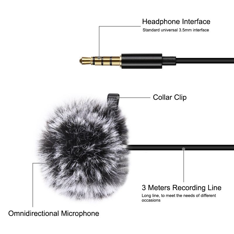 PULUZ-PU3045-35mm-Wired-Microphone-3M-Lavalier-Omnidirectional-Condenser-Mic-Recording-Vlogging-Vide-1727165