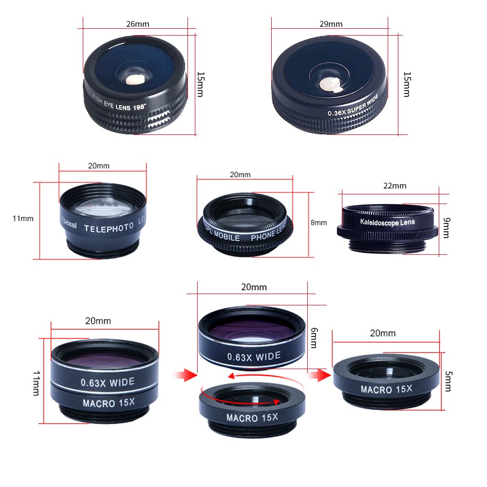 Apexel-APL-DG7-7-in-1-Fisheye-Wide-Angle-Mcro-Lens-2X-Zoom-CPL-Filter-Kit-Set-for-Moble-Phone-Tablet-1226912