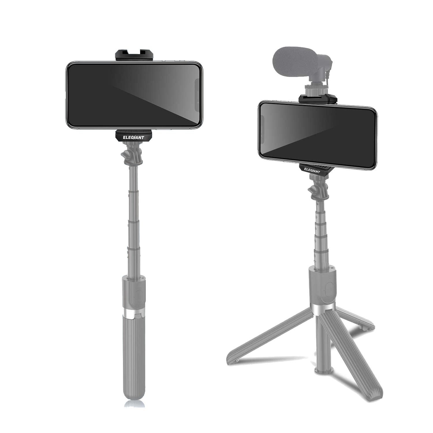 ELEGIANT-EGP-A01-2PCS-Phone-Tripod-Mount-Smartphone-Holder-Phone-Clip-with-Cold-Shoe-Mount--14-Inch--1760035