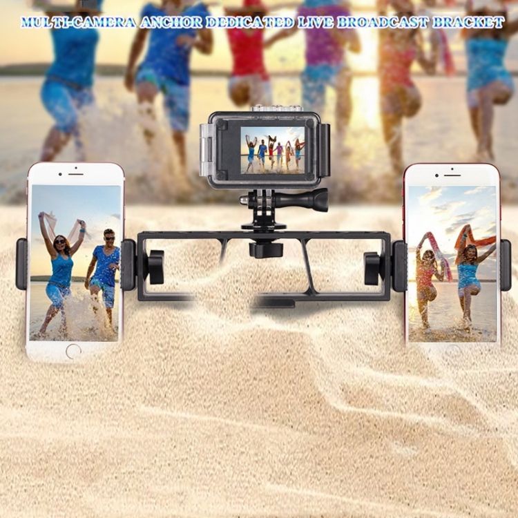 PULUZ-PU395-Live-Broadcast-Multi-camera-Selfie-Stand-Mobile-Phone-Clip-Bracket-Holder-with-3-x-14-in-1685808