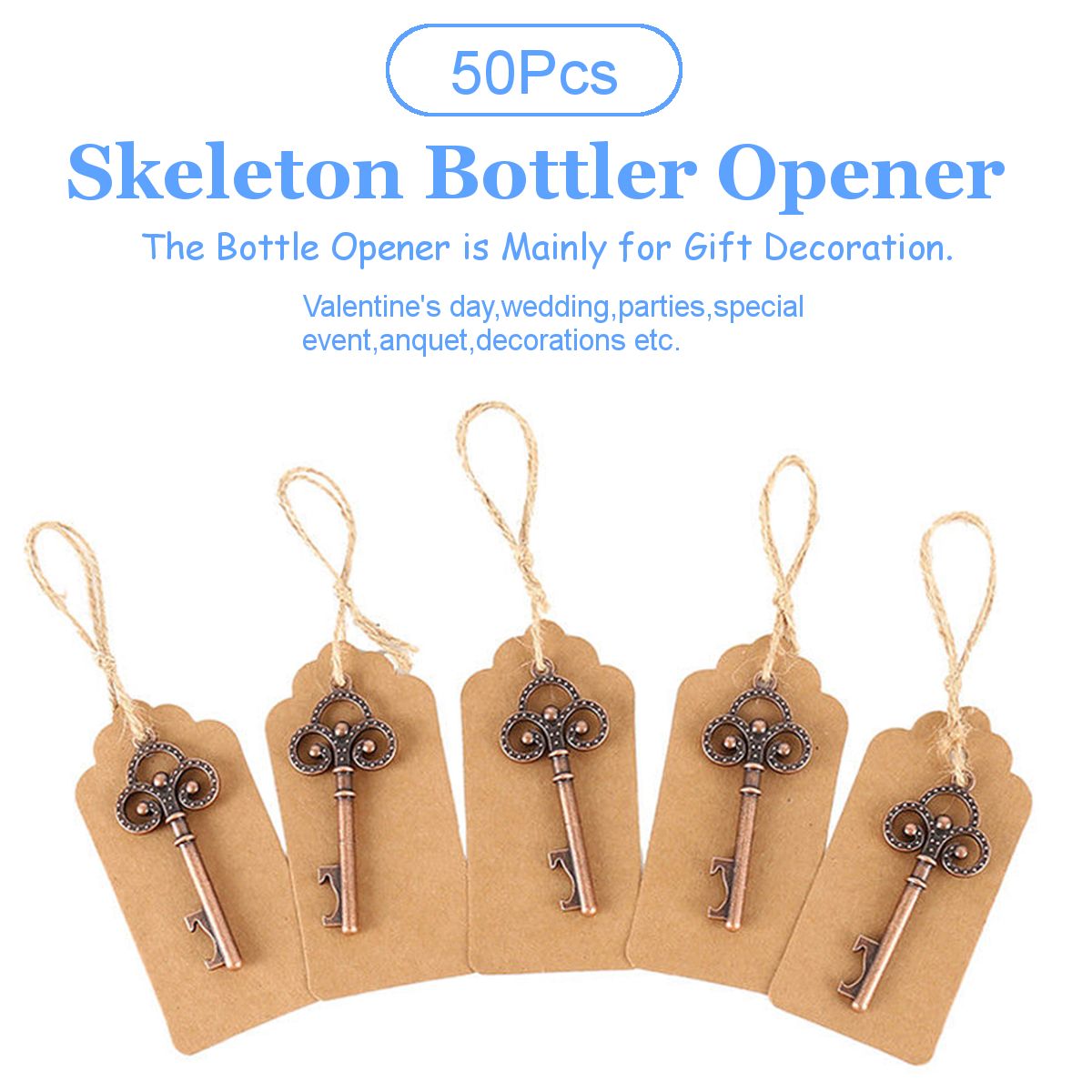 50pcs-Antique-Skeleton-Key-Bottle-Opener-Multifunctional-Tools-with-Kraft-Tag-Card-1394701