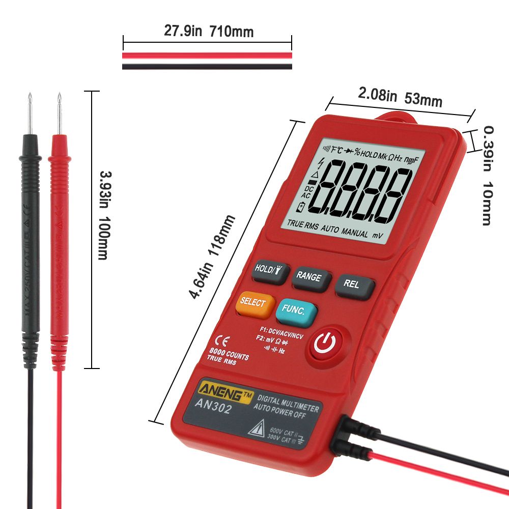 ANENG-AN302-Push-button-Card-Digital-Multimeter-ACDC-Tester-With-Flashlight---Red-1339839