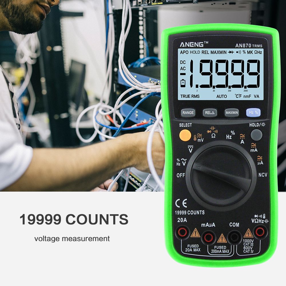 ANENG-AN870-Auto-Range-Digital-Multimeter-19999-Counts-True-RMS-NCV-ACDC-Voltage-Green-1329989