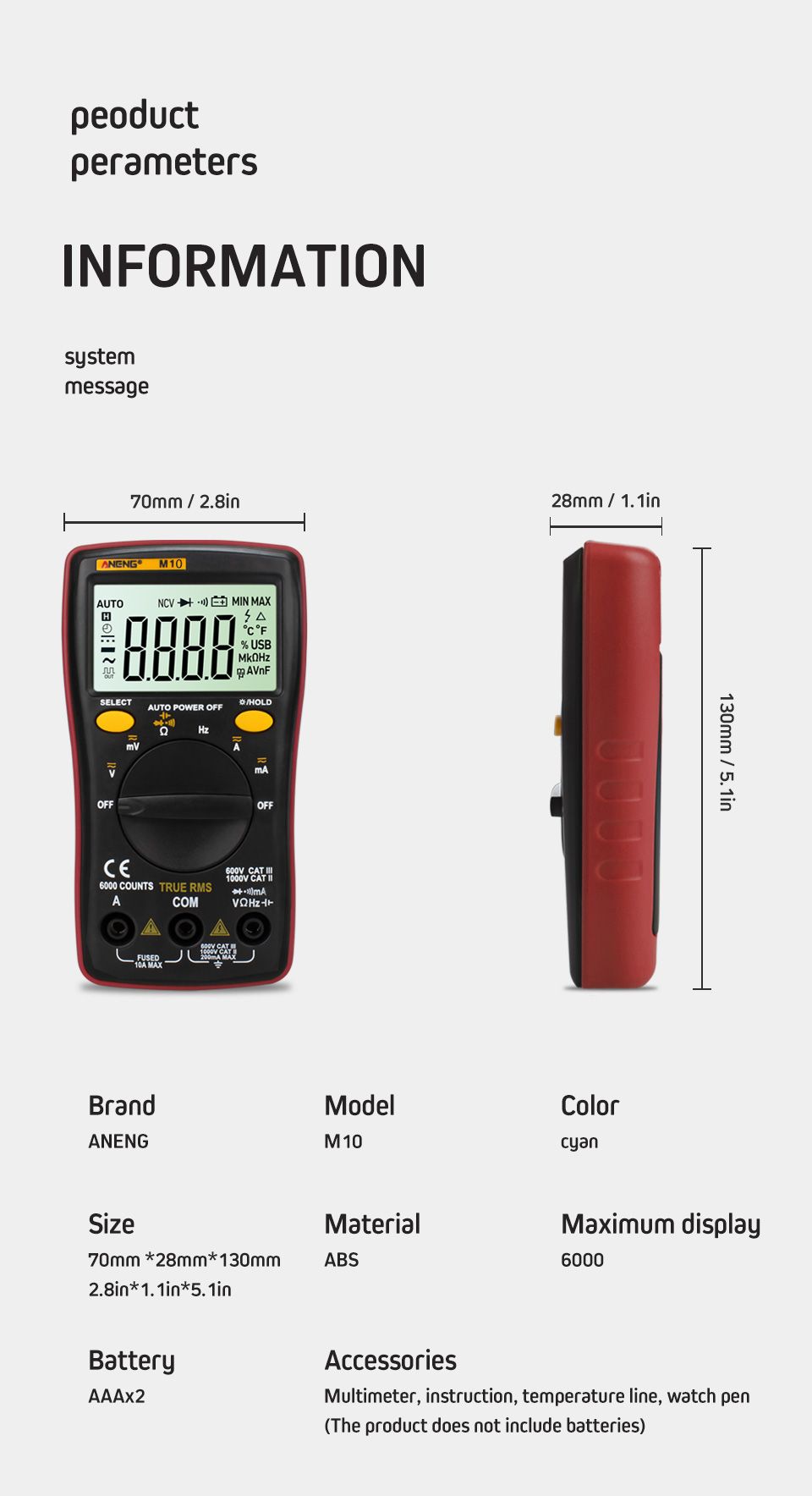 ANENG-M10-6000-Counts-Digital-Multimeter-ACDC-Ammeter-Voltmeter-Ohm-Meter-Tester-Capacitor-Buzzer-Mu-1451306