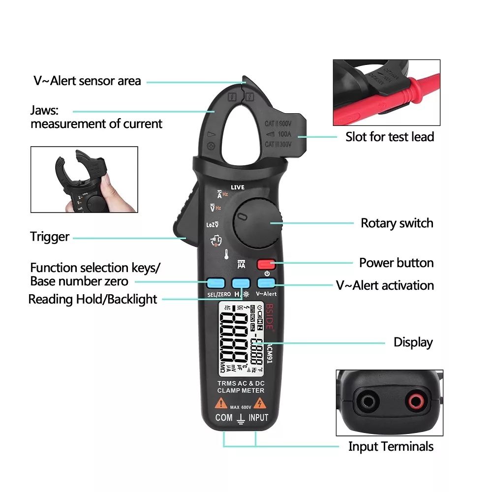 BSIDE-ACM91-Digital-ACDC-Current-Clamp-Meter-Auto-Range-Car-Repair-TRMS-Multimeter-Live-Check-NCV-Fr-1592380