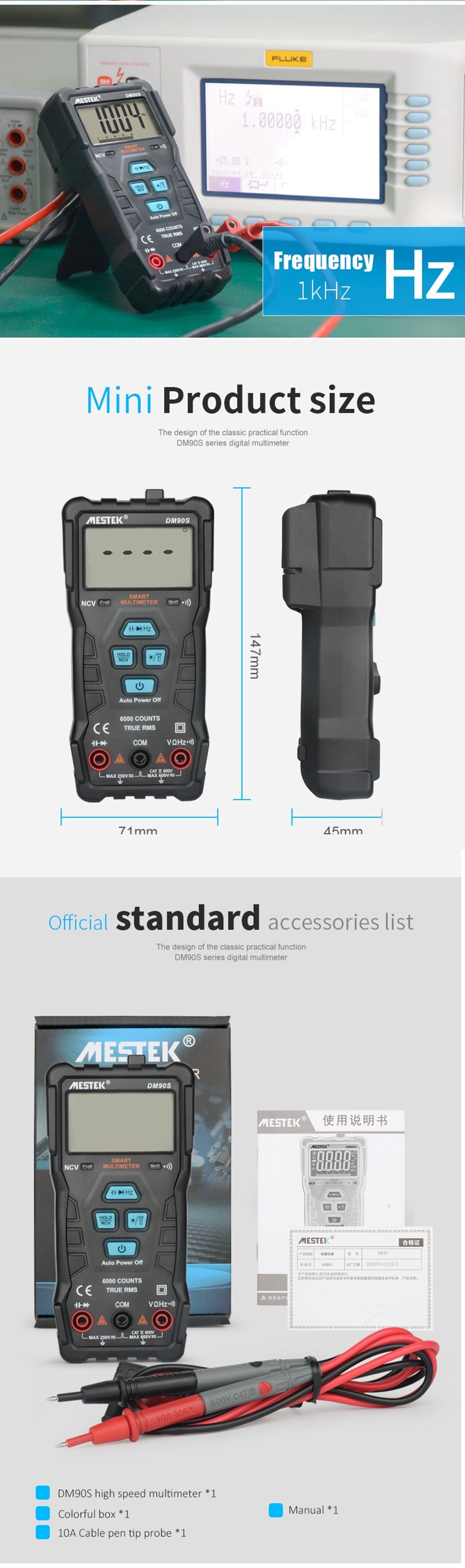 MESTEK-DM90S-High-speed-Full-Intelligent-Multimeter-NCV-True-RMS-Digital-Automatic-Anti-burning-Port-1533338