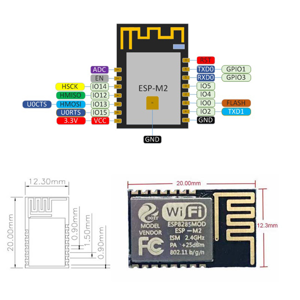 3Pcs-Mini-ESP-M2-ESP8285-Serial-Wireless-WiFi-Transmission-Module-SerialNET-MODE-Fully-Compatible-Wi-1153160