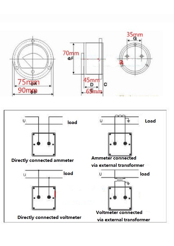 DC-20A-Round-Analog-Ammeter-Panel-AMP-Current-Meter-65C5-Diameter-90mm-0-20A-DC-1531279