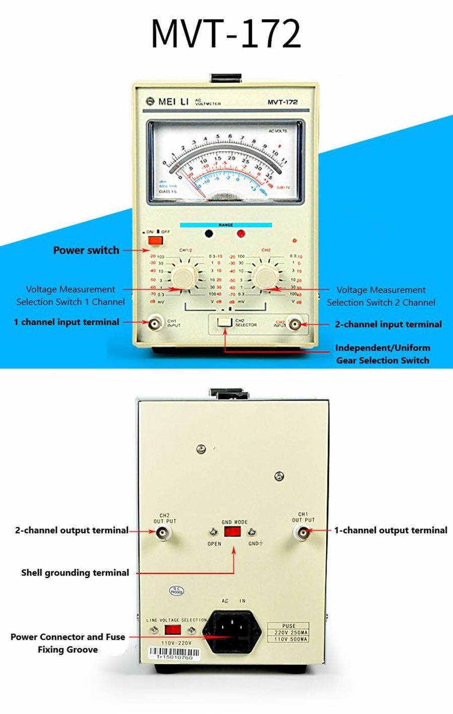 MCH-MVT-172-Dual-Needle-Millivoltmeter-Dual-Channels-1mV-300V-Single-Needle-Analog-output-Analog-Mil-1552870