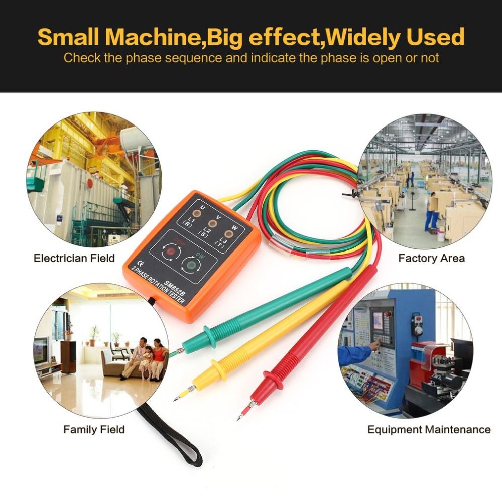 SM852B-60V-600V-AC-3-Phase-Rotation-Tester-Indicator-Detector-Meter-Array-Presence-With-LED-Buzzer-998975