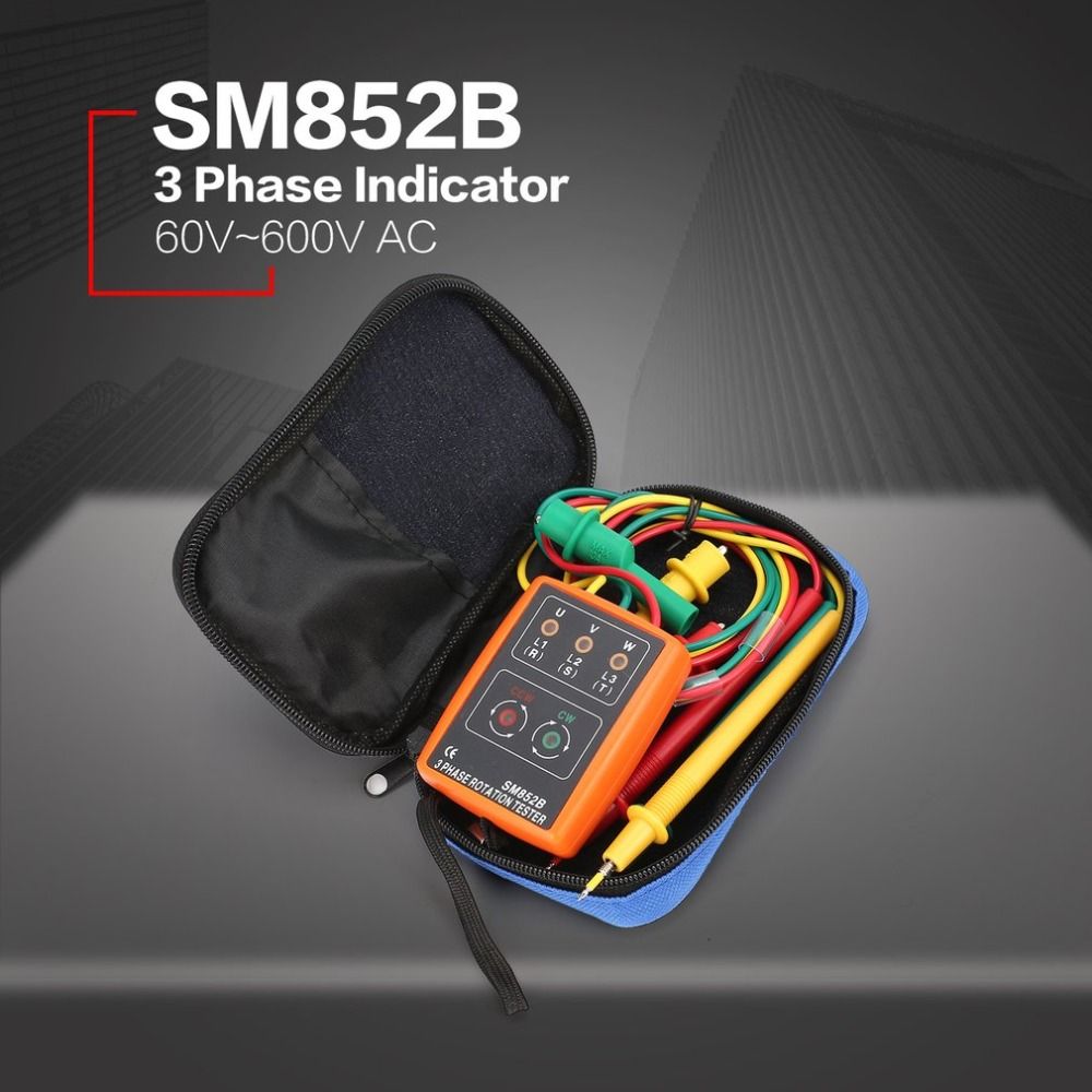 SM852B-60V-600V-AC-3-Phase-Rotation-Tester-Indicator-Detector-Meter-Array-Presence-With-LED-Buzzer-998975