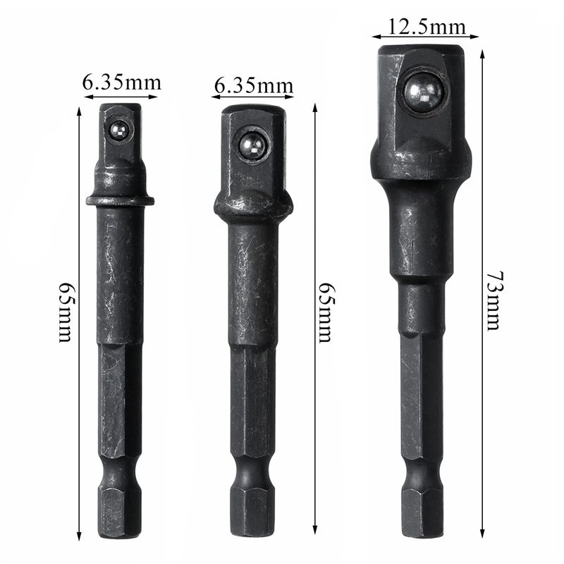 3pcs-6573mm-14-Inch-Socket-Adapter-Impact-Hex-Shank-Drill-Bit-Power-Extension-Bar-1629506