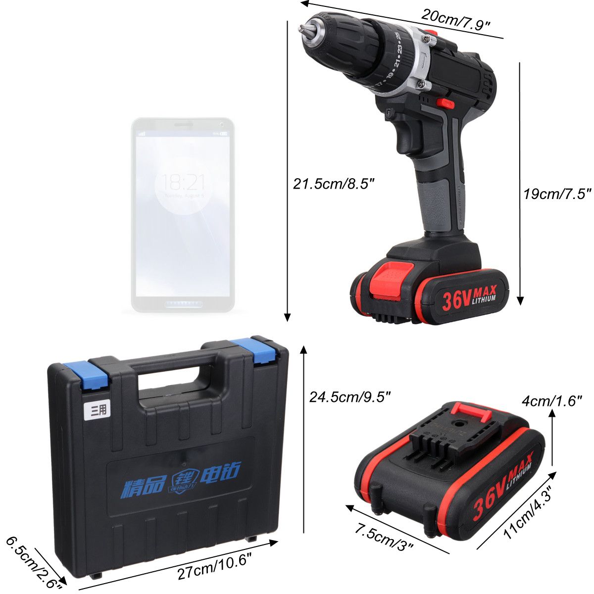 36V-25-28Nm-Electric-Power-Drills-Cordless-2-speed-Variable-with-LI-ION-Rechargeable-Battery-Kit-1408802