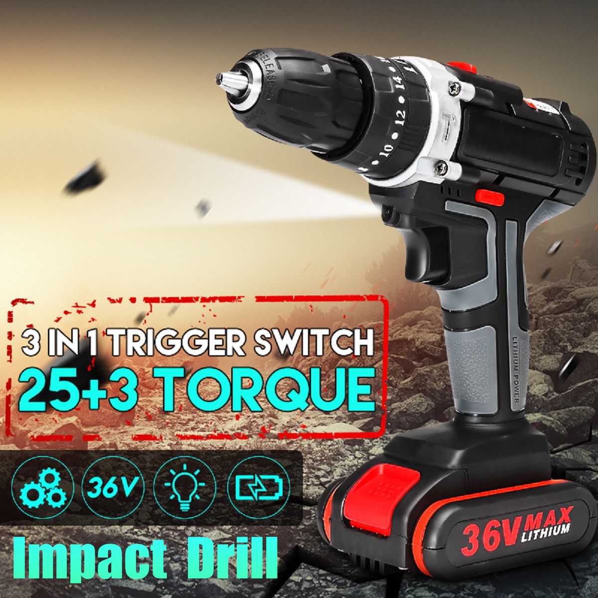 36V-5200mAh-Lithium-Cordless-Electric-Screwdriver-Power-Drill-Driver-W-1-or-2-Battery-1614455